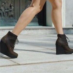 RAG & BONE Dolgan Brown Leather
Wedge platform heel ankle boot 8 punk goth mod